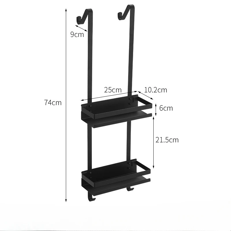 Stainless Steel Shower Room Rack – Hanging Bathroom Shelf, Double Layer Storage Basket, Glass Door Rear Towel Rack Organizer 2