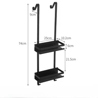 Stainless Steel Shower Room Rack – Hanging Bathroom Shelf, Double Layer Storage Basket, Glass Door Rear Towel Rack Organizer 2