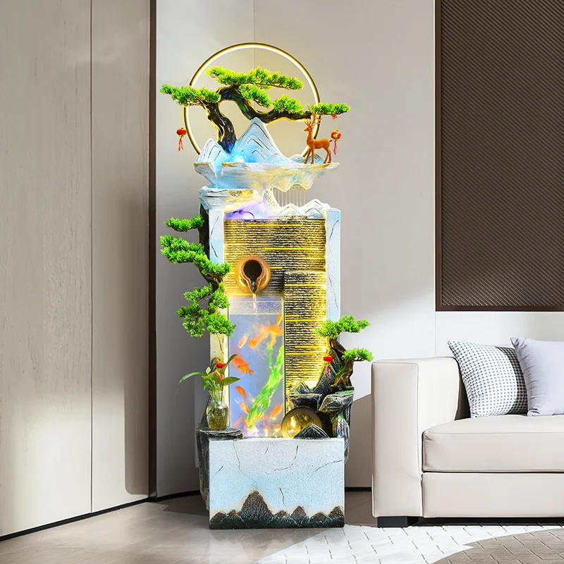 

TLL Living Room Fish Tank Lucky Flowing Water Ornaments Fountain Hotel Decoration Landscape