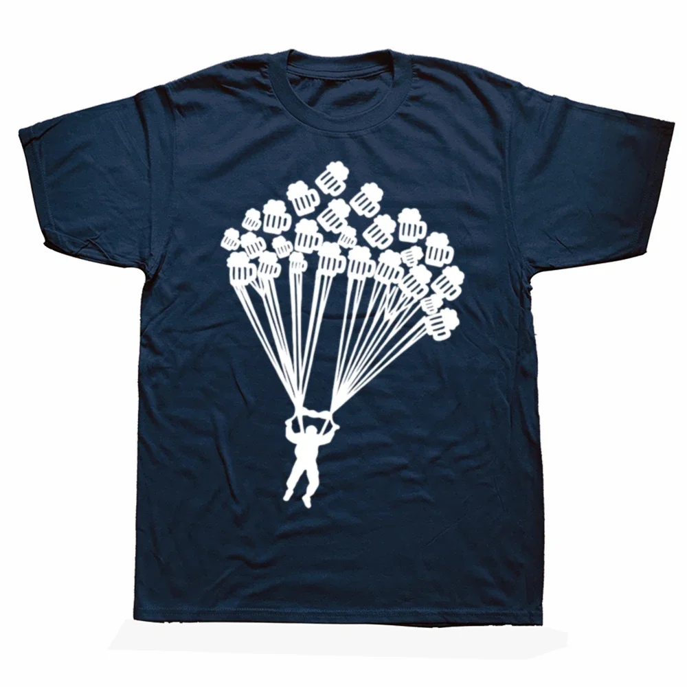 Lustiges T-Shirt für Bierliebhaber, Fallschirmspringen, Paragliding, lässiges Fitness-T-Shirt, Baumwoll-Tops, Herrenbekleidung, übergroßes Unisex-T-Shirt