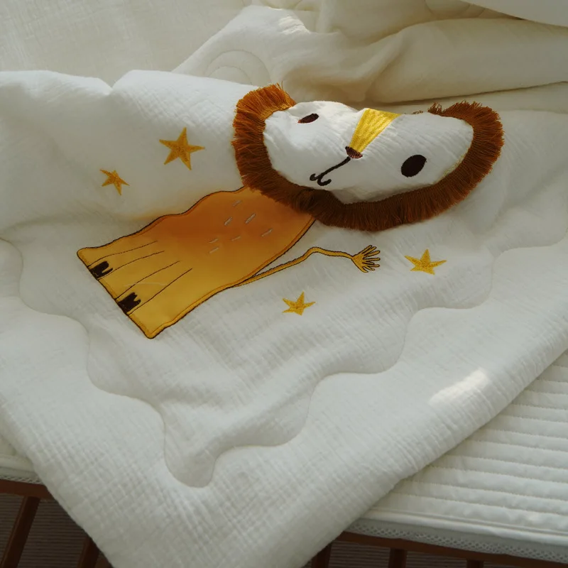 3D 사자 수 놓은 슈퍼 부드러운 솜털 무명 모면 담요 필러  Swaddle  이불 Duvet 목욕 타월
