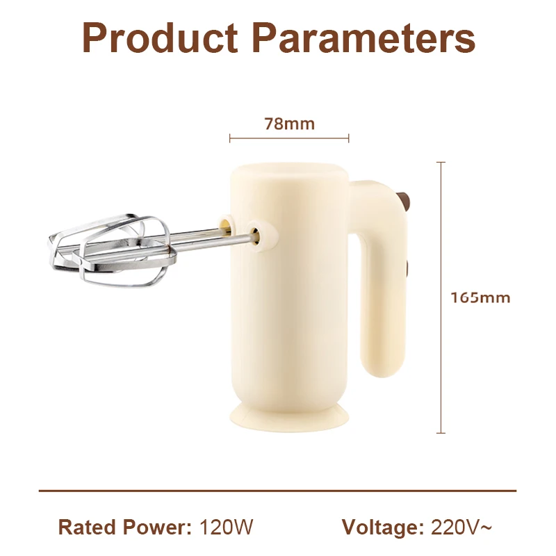 5-Speed Electric Handheld Mixer Whisk Eggs Beater Food Processor Dough Hooks Blender Butter Stirrer Cream Cake Baking Agitator 3