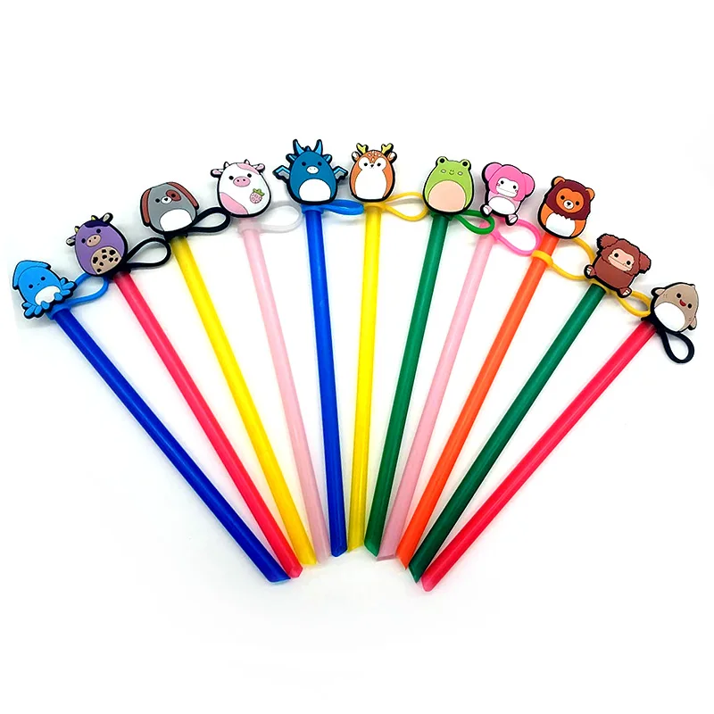 1PCS PVC Straw Charms Cute Dogs Plastic Straw Topoer Cover Splash Proof  Dust-proof Glass Straw Accessories Kids Holiday Gifts - AliExpress
