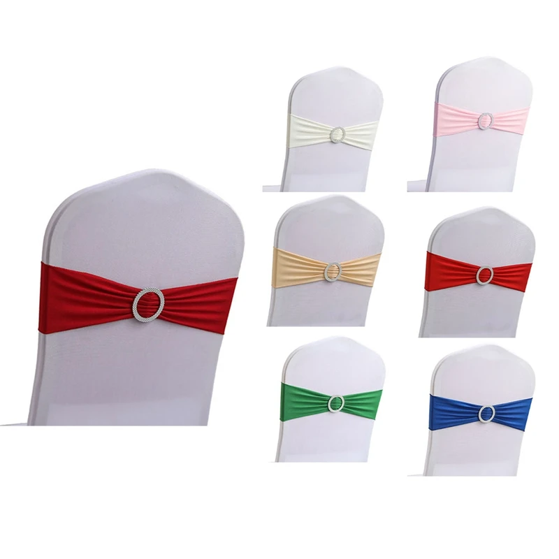 

50PCS Elastic Chair Knot Wedding Decoration Buckle Sashes Back Cover Hotel Home Seat Elegant Modern Ribbon Decors