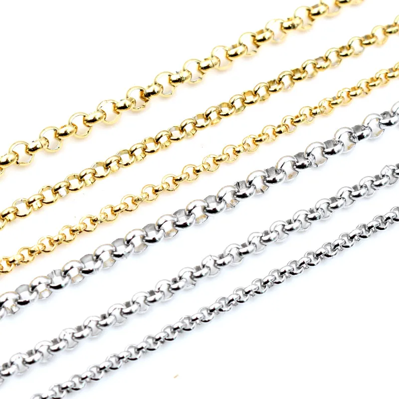 2 Meter 1.5 2 2.5mm Never Fade Stainless Steel Necklace Chains