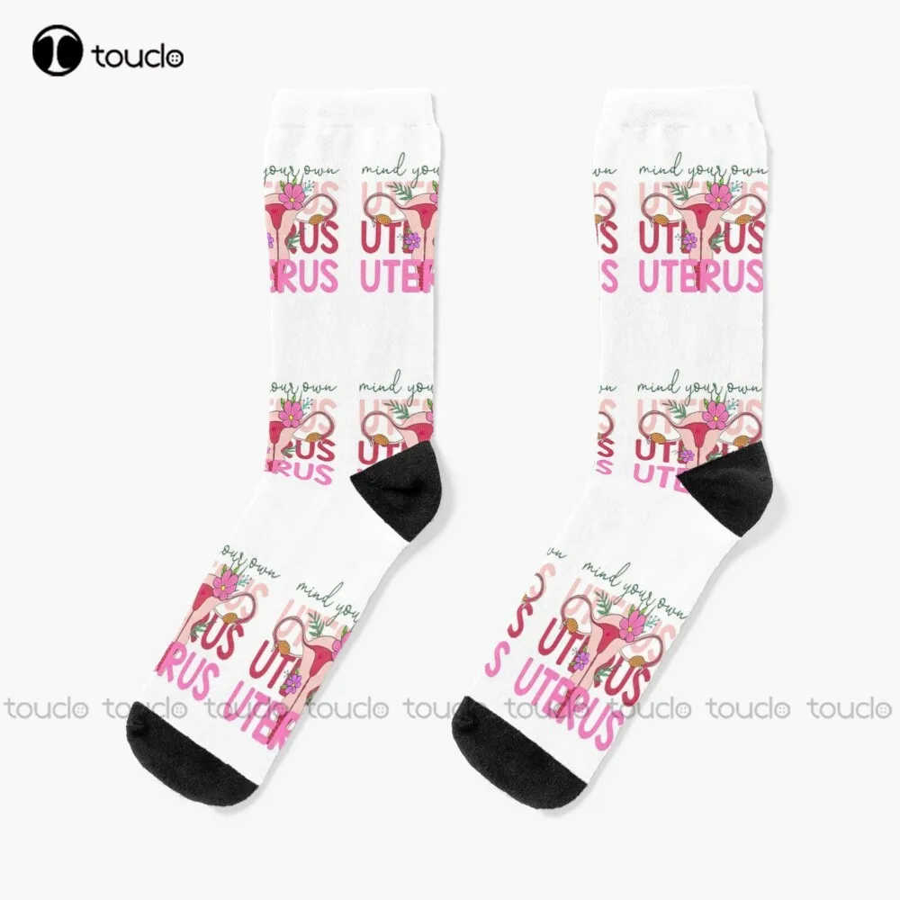 

Mind Your Own Uterus Pro Abortion Socks White High Socks Unisex Adult Teen Youth Socks Comfortable Best Girls Sports Funny Gift