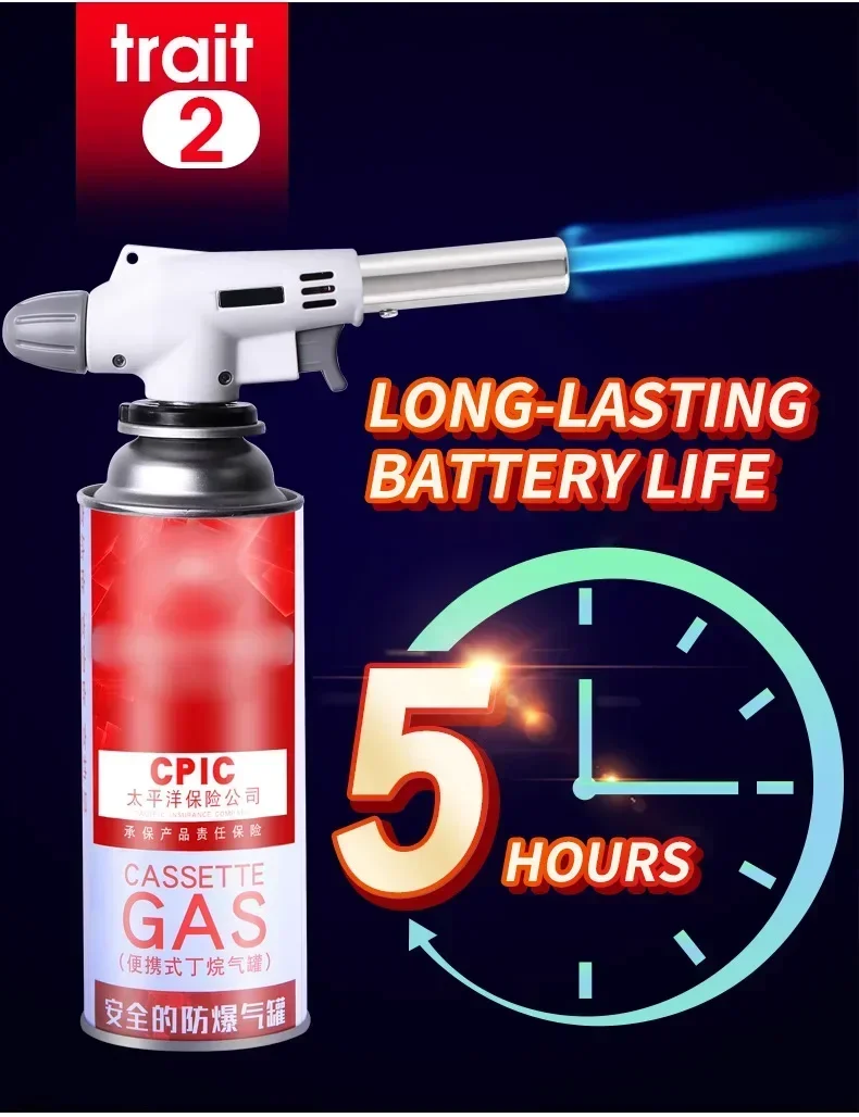 Description Picture 4 of itemTorch Cooking AutoIgnition Butane Gas Welding-Burner Welding Gas Burner Flame Gas Torch Flame Gun Blow for BBQ Camping Cooking