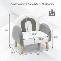 Kids Sofa,Toddler Armchair with Solid Wooden Frame Anti-Tipping Design Plush Fabric,Upholstered Children Chair for Kindergarten 2