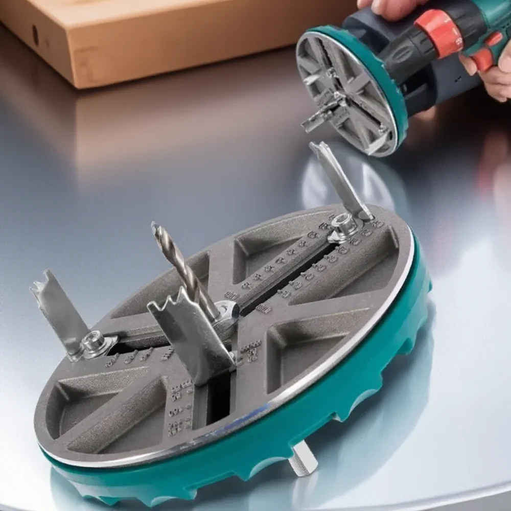 STONEGO – ouvre-trou universel réglable pour le travail du bois, planche de plâtre, plastique et aluminium, outil de poinçonnage, perceuse d'ouverture de trous