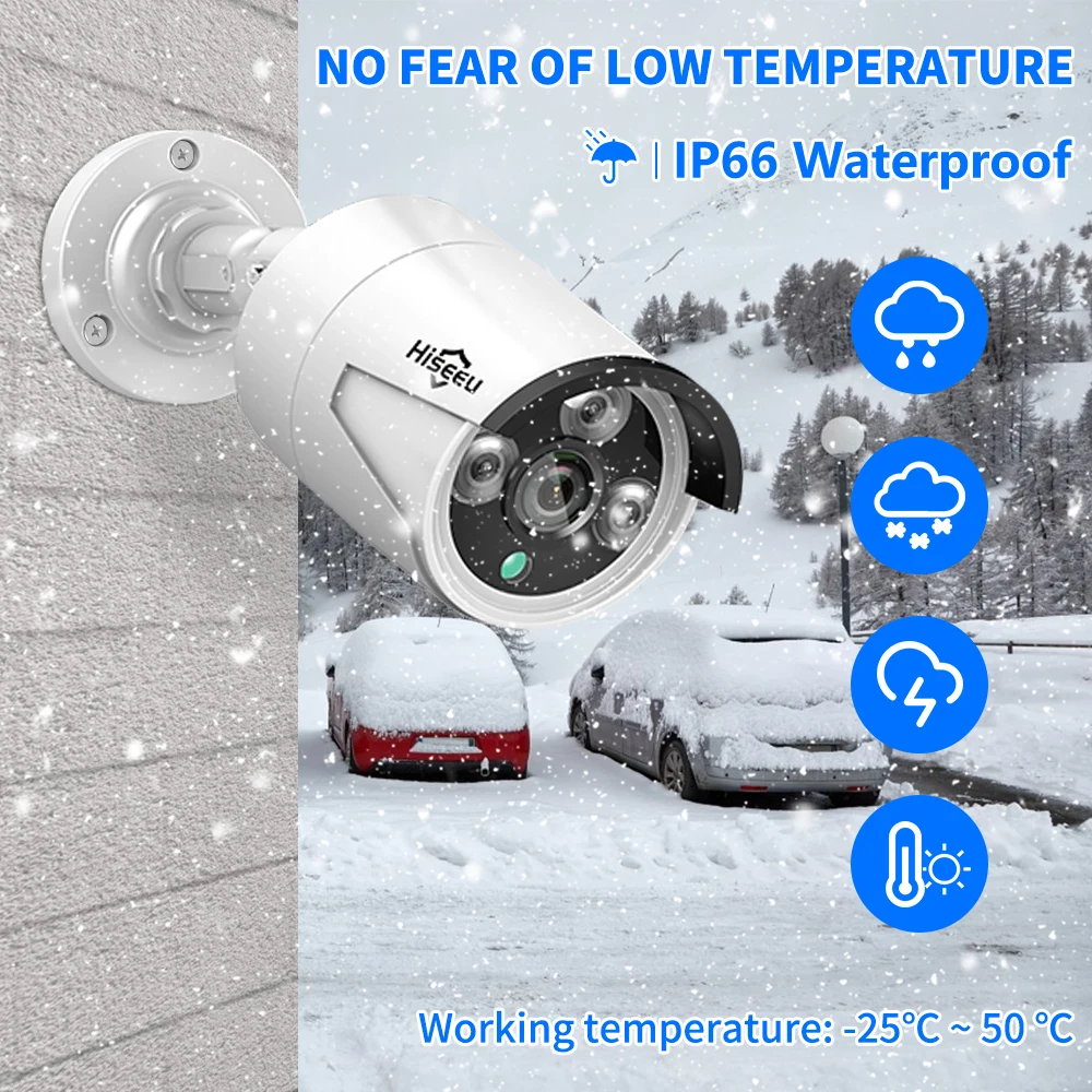 Hiseeu 5MP 3MP 8CH POE NVR CCTV IP Security Surveillance Camera System for Outdoor House
