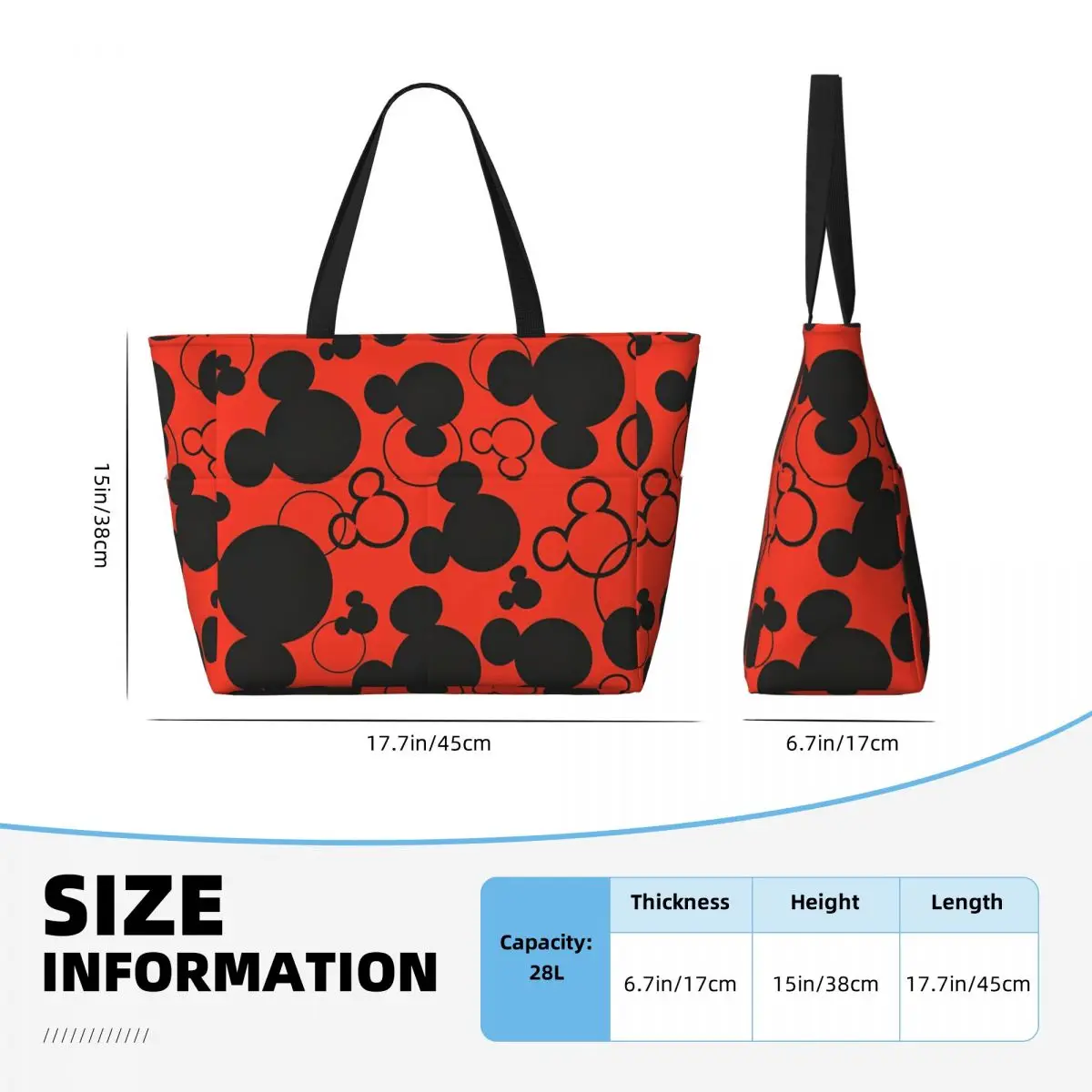 Stylish Disney Mickey Mouse Minnie Women Tote Bag for Weekend Large Beach Bags for Gym 5