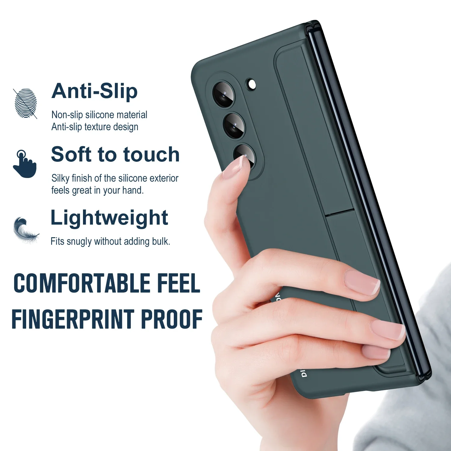 Case For Samsung Galaxy Z Fold 5 4 5G Detachable Pen Slot Holder Kickstand Plastic Cover With Front Screen Protector Glass