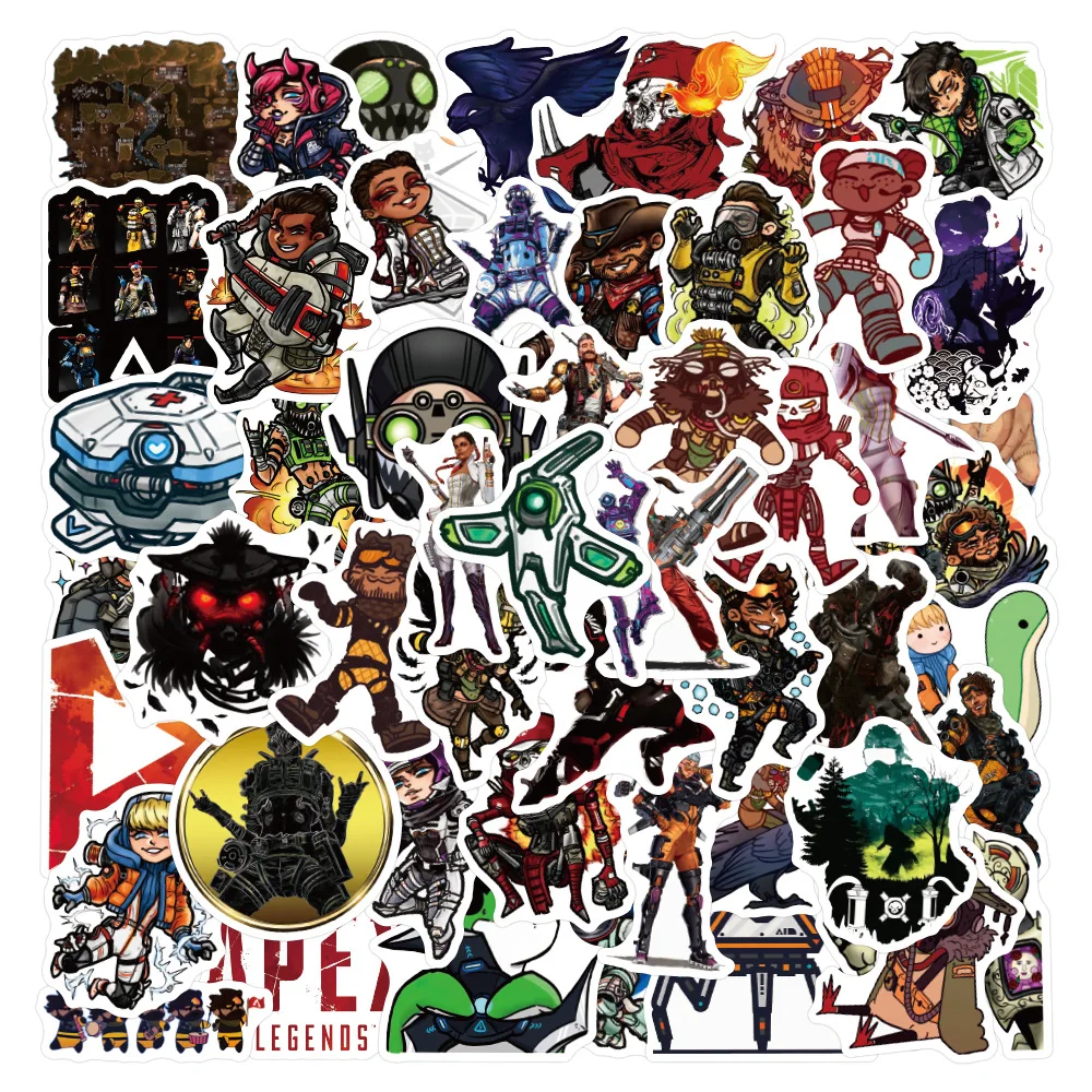 50PCS/Pack Game Apex Legends Stickers Graffiti Decals For Kid Toys Skataboard Suitcase Motorcycler Room Wall Cartoon Mini Paper