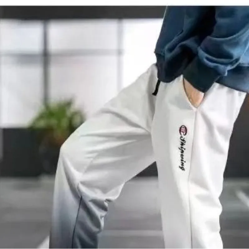Summer Men's 2024 New Patchwork High Waited Elasticized Pocket Drawstring Letter Fashion and Comfortable Leggings Casual Pants