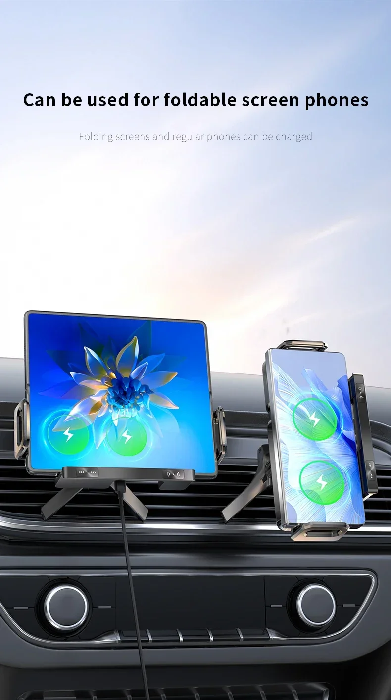 Automatic Dual Coil Wireless Charger For IPhone Samsung Galaxy Z Fold 2 Flip 4 3 Phone Holder Car Fast Charging Station_voghion.com