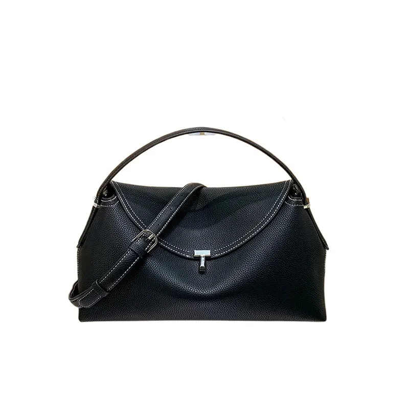 

Женская сумка через плечо из воловьей кожи с зернистой текстурой личи, сумка-Кроссбоди с Т-образной пряжкой, вместительная сумка-мессенджер, сумка-тоут, женская сумка, сумка AMain