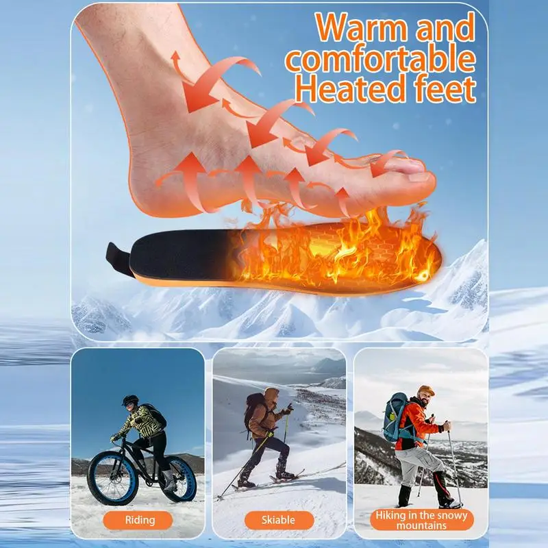 Electric Heated Insoles APP Control Warm Insoles With 3 Temp Settings 3000mAh Heating Pad Heating Cuttable USB Insole For Hiking