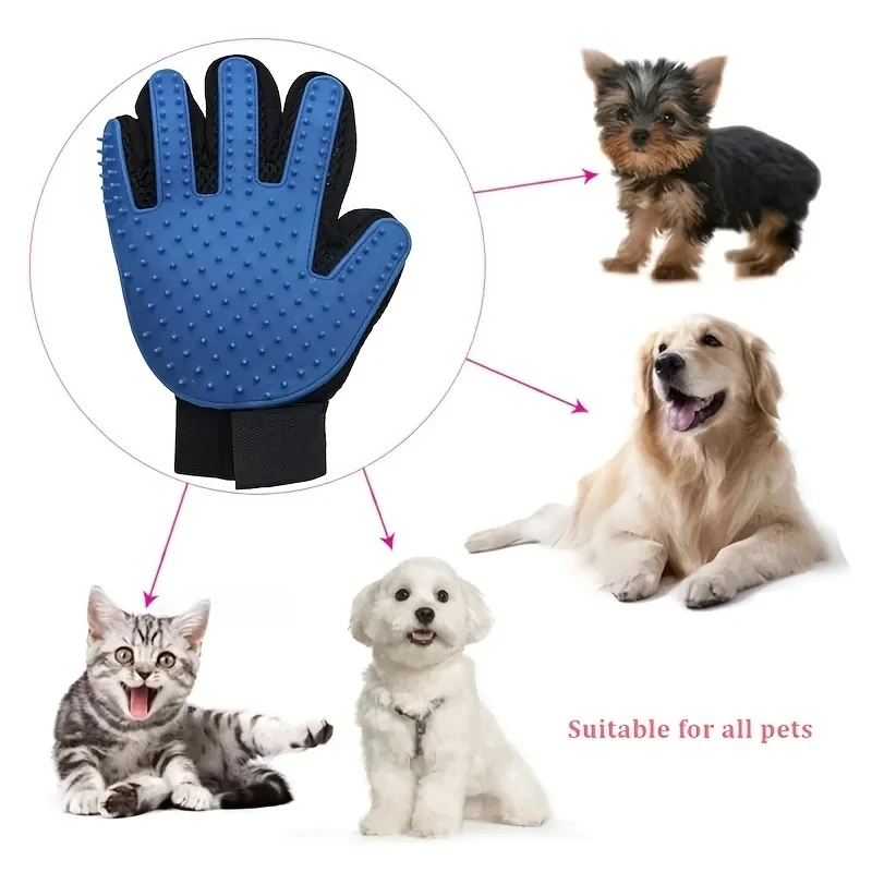 Pet Grooming Gloves Hair Remover Gloves 2 Sided Massage Grooming Dog Cat Rabbit Fur