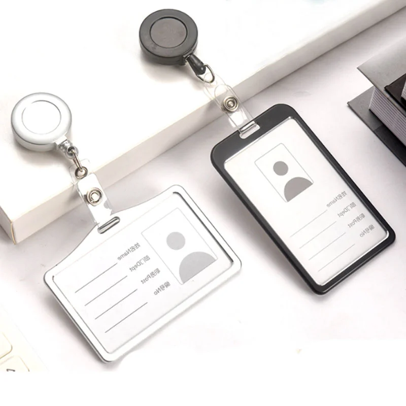 

Women Men Card Holder Fashion Metal Retractable Business Credit Card Holders Bank ID Holders Badge Child Bus Card Cover Case