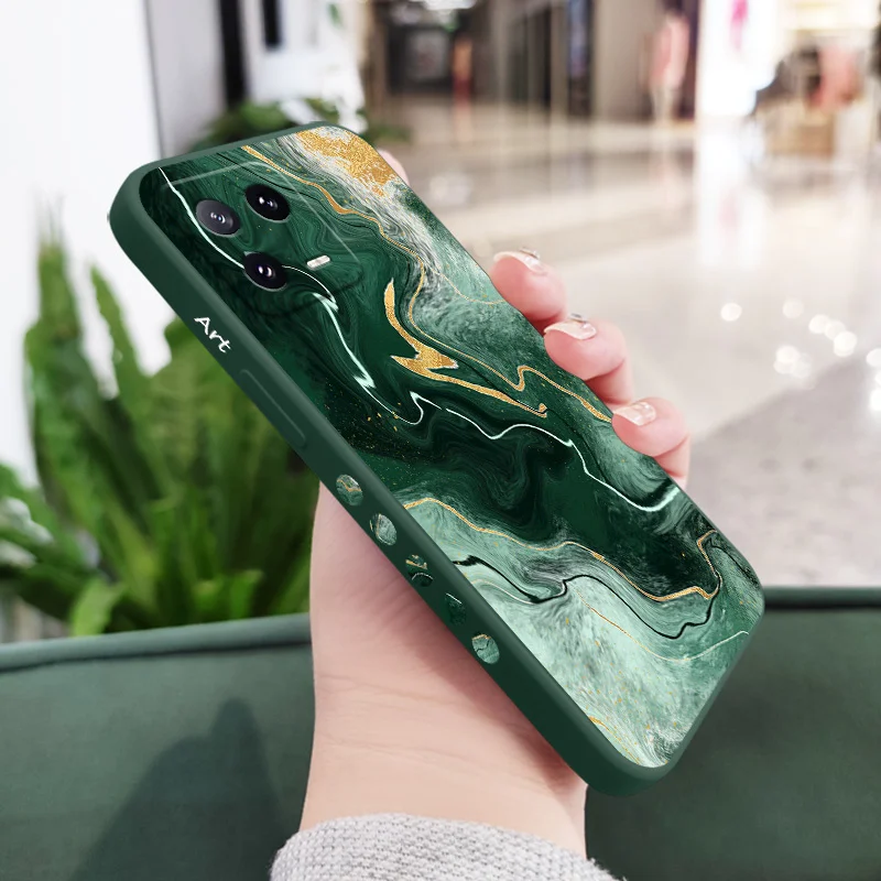 Elegant Gold Marble Liquid Silicone Phone Case Cover