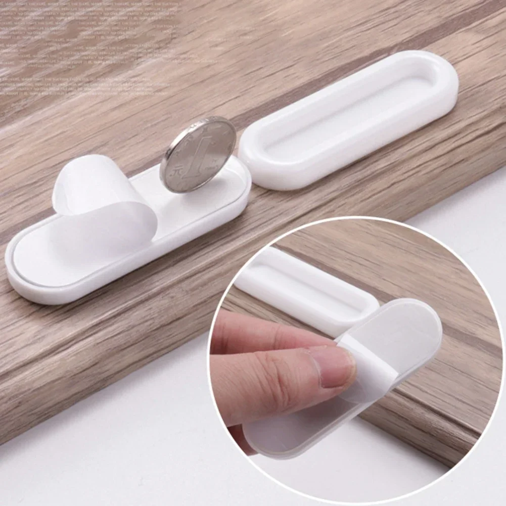 Door Handles Cabinet Handles 4pcs Door Handle Self-Adhesive Door Handle Cabinet Pull CasementDrawer Wardrobe Sliding White Plastic Home Furniture Part