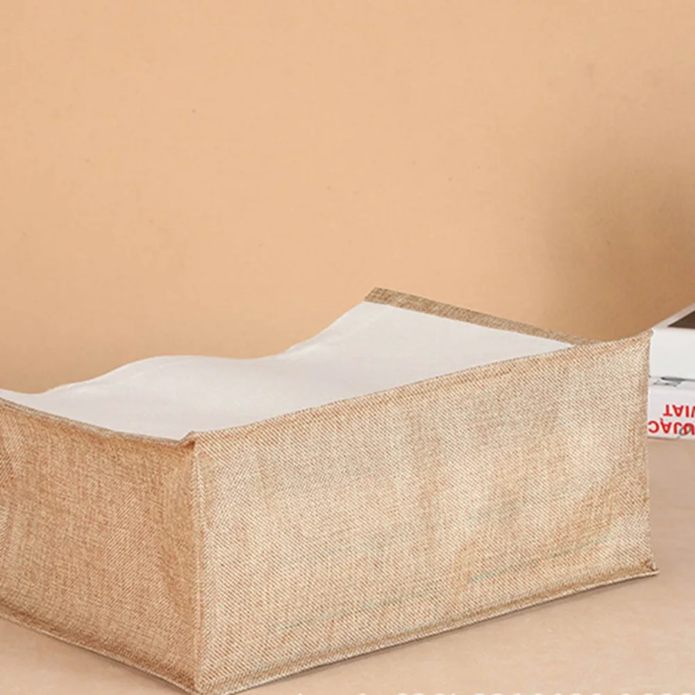 Women Burlap Jute Tote Bag Large Capacity Canvas Travel Storage Handbag Contrast Color Ladies Outdoor Handbag