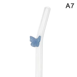 Eco - Friendly Glass Straws with Butterfly Design and Cleaning Brush (Style 7)
