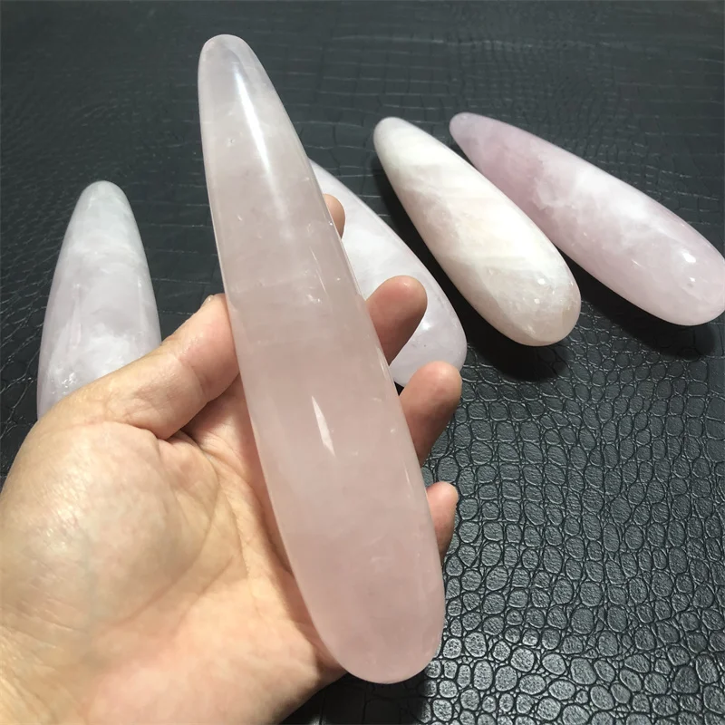 Natural rose quartz crystal wand Personality pink quartz massage stick Gemstone beauty bar Healing for women gift 5