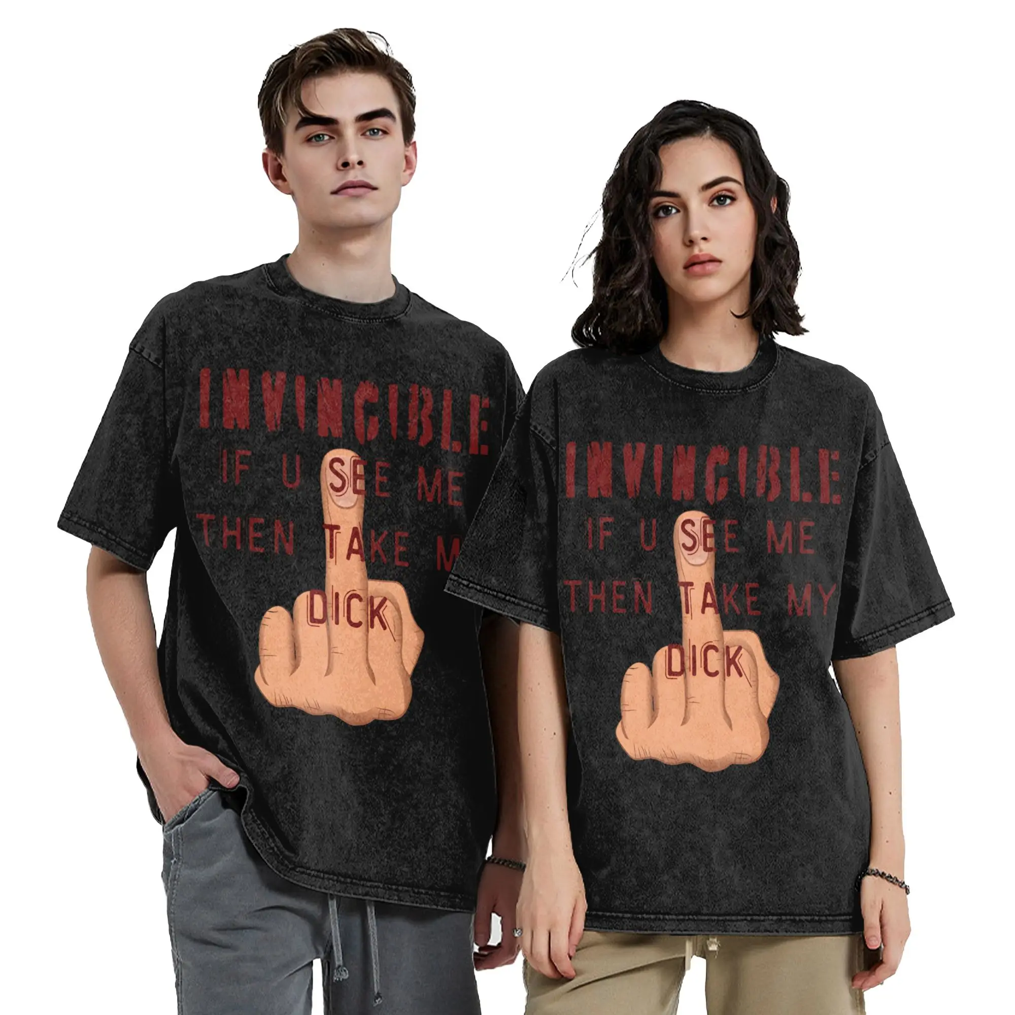 Invincible Cartoon Comic Washed Streetwear HipHop Oversized T-Shirt
