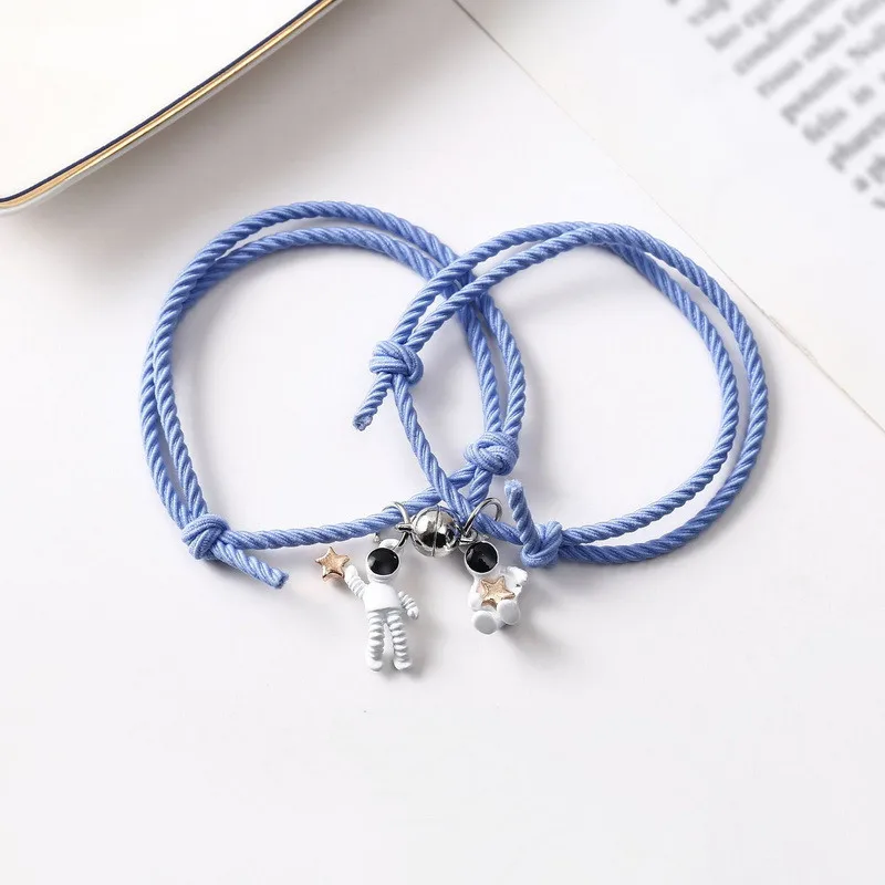 2 Teile/satz Magnet Paar Armband Für Liebhaber Magnetische Gewinnen Astronaut Stern Planet Armbänder Geflochtenen Seil Freundschaft Schmuck Geschenk – Detail 3