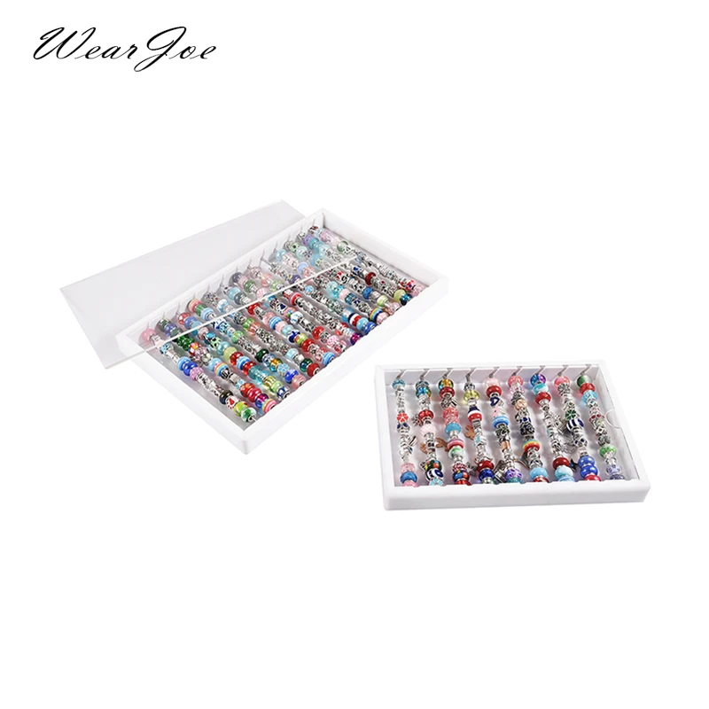 White Acrylic Jewelry Bracelet Beads Display Case Tray with Bars for Rings Necklace Chian Pearl Storage Stand Holder Organizer sharkbang new arrival ins kawaii id credit bank bus card holder keychain with pendant acrylic card protective 3 case stationery