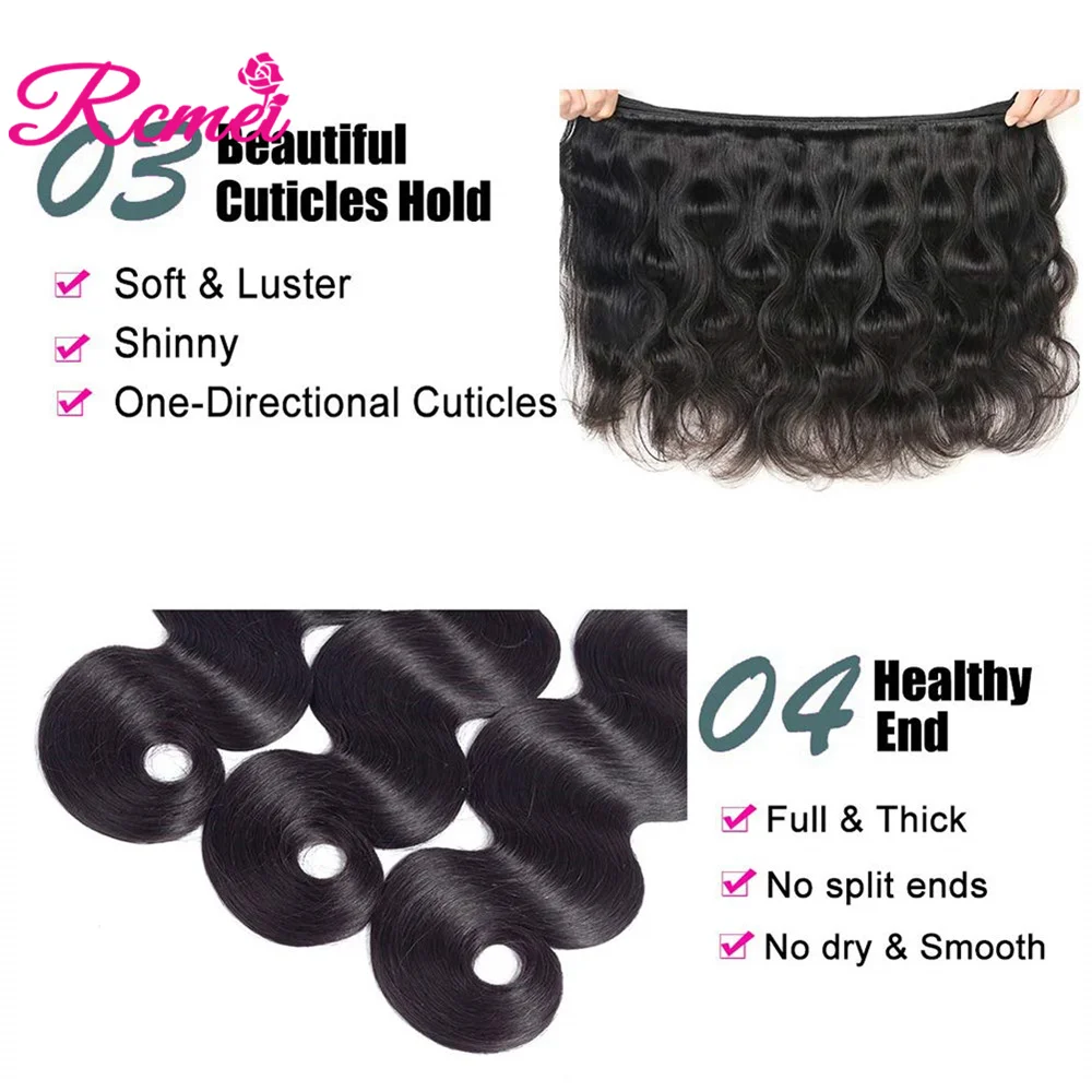 40 Inch Indian Hair Body Wave Human Hair Bundles 10A Pure Color Remy Human Hair Weave Bundles Raw Hair Extension For Woman