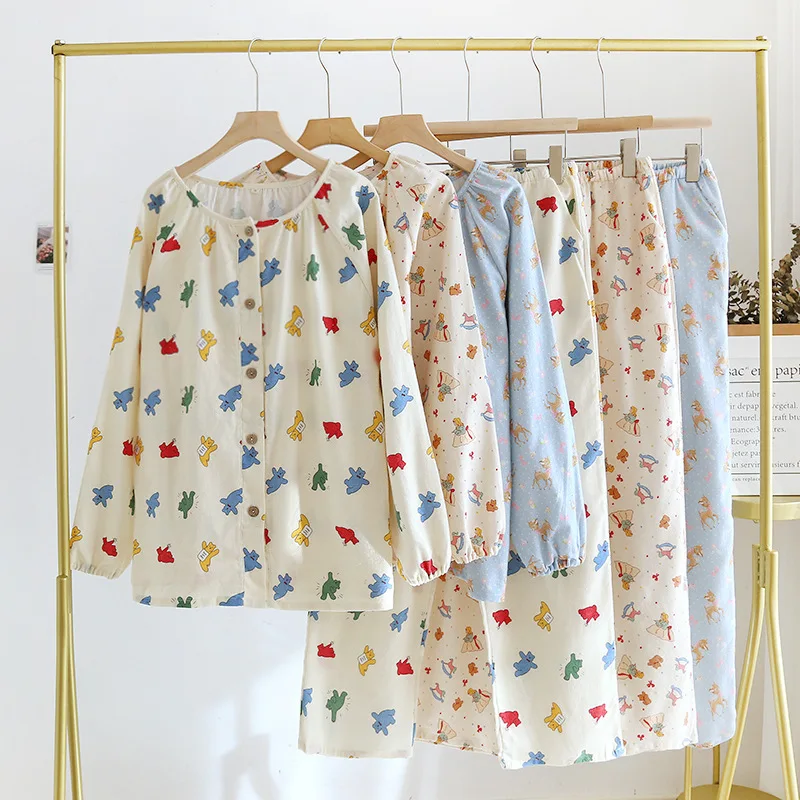 

Осенне-зимний хлопковый женский кардиган с начесом и круглым вырезом мягкая и теплая Пижама с мультяшным принтом животных для женщин