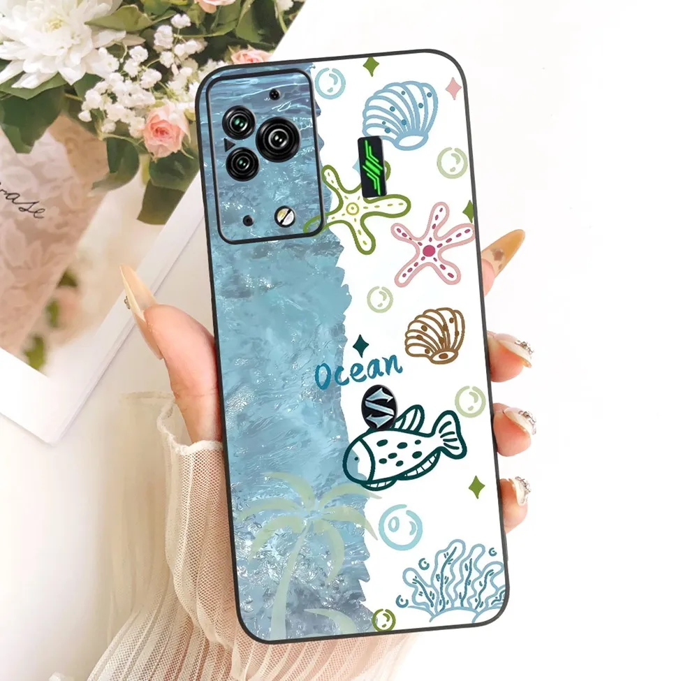 Cute Cat & Butterfly Design Silicone Case - Black Shark 5 Pro