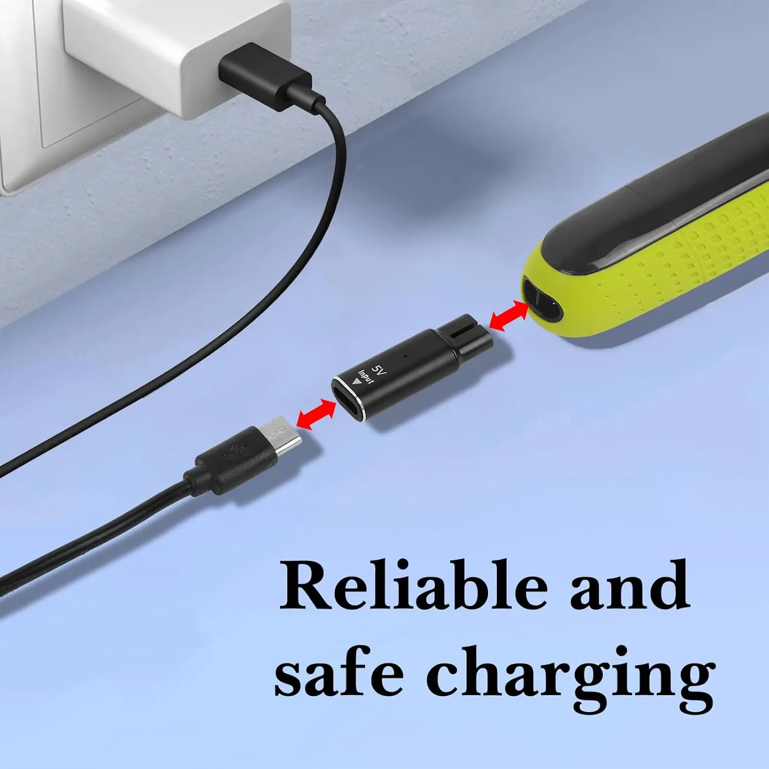 5V Type-C Shaver Adapter Charger Converter for Philips One Blade QP2724 QP2834 QP4530 Shaver with Charging Indicator