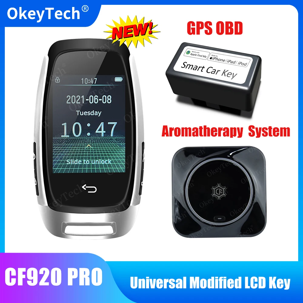 OkeyTech CF920 PRO With Aromatherapy Function Universal Modified LCD Smart Remote Car Key Keyless GO Entry For Audi For BMW