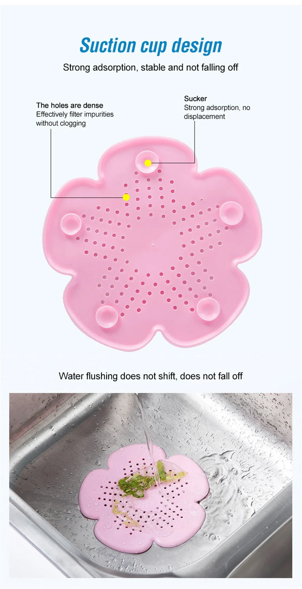 Description Picture 5 of itemBathroom Hair Sink Sewer Filter Floor Drain Strainer Hair Catcher Stopper Shower Bathtub Drain Cover Clog Kitchen Sink Filter