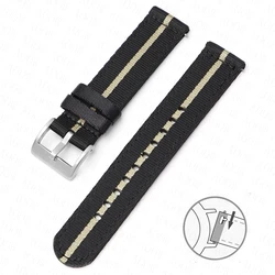 Woven Canvas Nylon Strap Watch Band - Elegant and Versatile - 22mm (Black khaki)