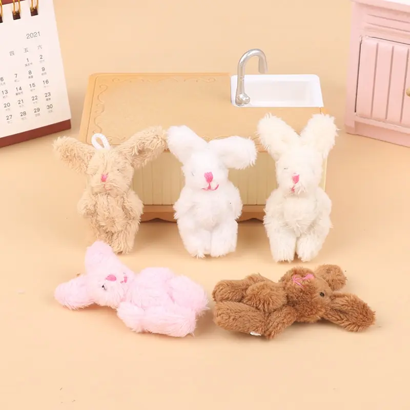 

1Pc 5.5CM Mini Rabbit Pendant Plush Toy Doll Keychain DIY Handmade Bunny Cloth Jewelry Accessories Backpack Bag Key Ring
