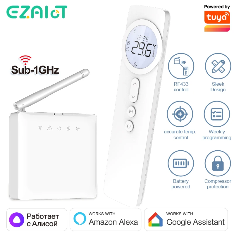 Wireless WiFi RF433 Thermostat สําหรับหม้อต้มแก๊สสําหรับเครื่องทําความร้อนพื้นน้ําสมาร์ท Tuya Temperature Controller Alice Alexa Google Home 1