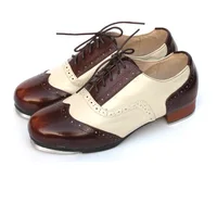 Leather Sneakers Color Blocking Step Dance Shoes For Children And Men Women Sport Tap Shoes Cowhide Straight Dance Shoes 1