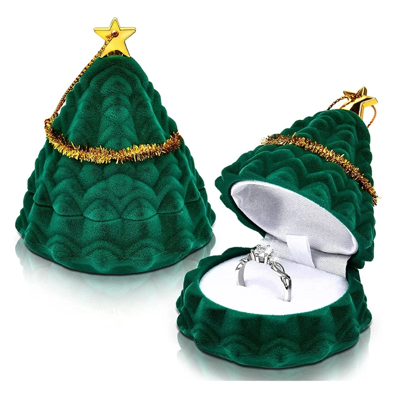 

20CF Christmas Tree Ring Box Ornament Ring Box Engagement Ring Box Xmas Jewelry Boxes for Proposal Engagement Wedding Decor