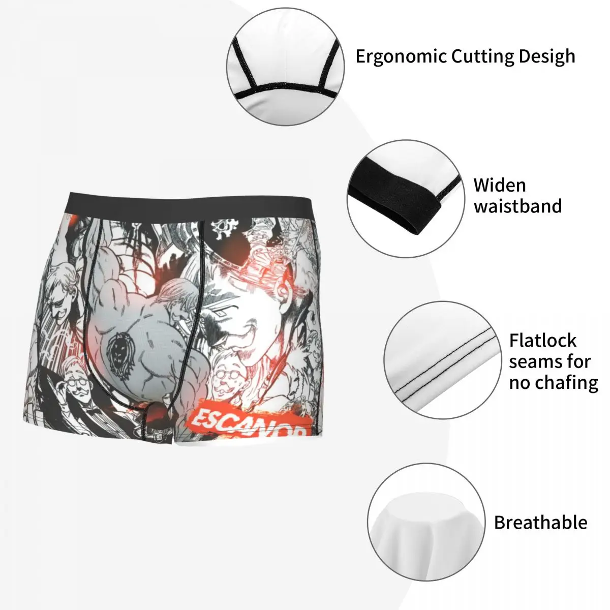 Nanatsu No Taizai Escanor Men Boxer Briefs Manga Cut Breathable Creative Underpants High Quality Print Shorts Gift Idea 5