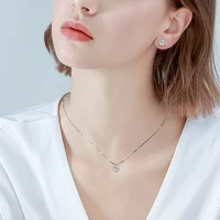 IOGOU réel 925 argent Moissanite ensemble de bijoux plaqué or 0.5-2ct boucles d'oreilles Solitaire pendentif collier ensemble pour femmes hommes cadeau 3