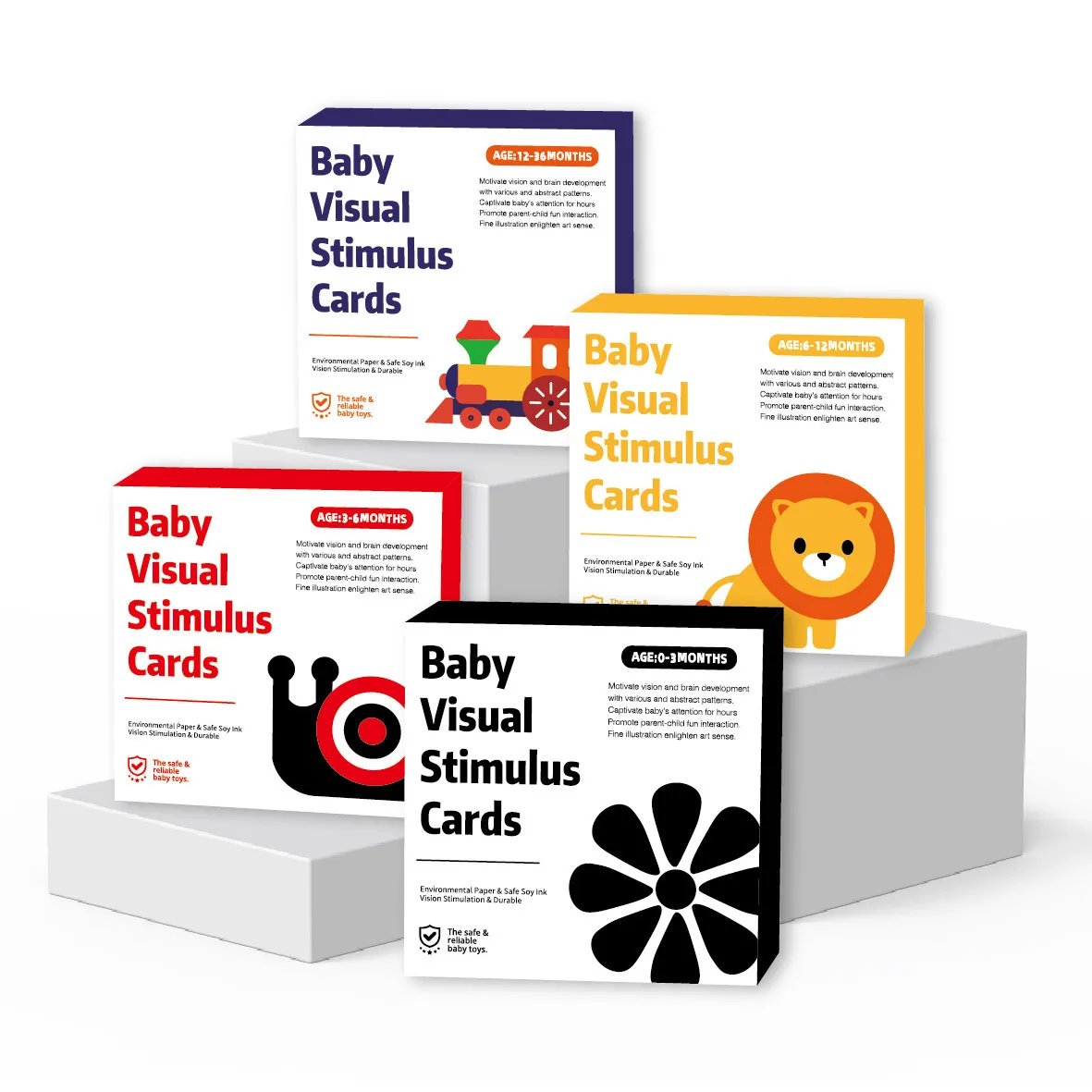 Newborn High Contrast Flashcards Black&White Sensory Toys for 0-3Y Infants Montessori Brain Development with Texture Cards