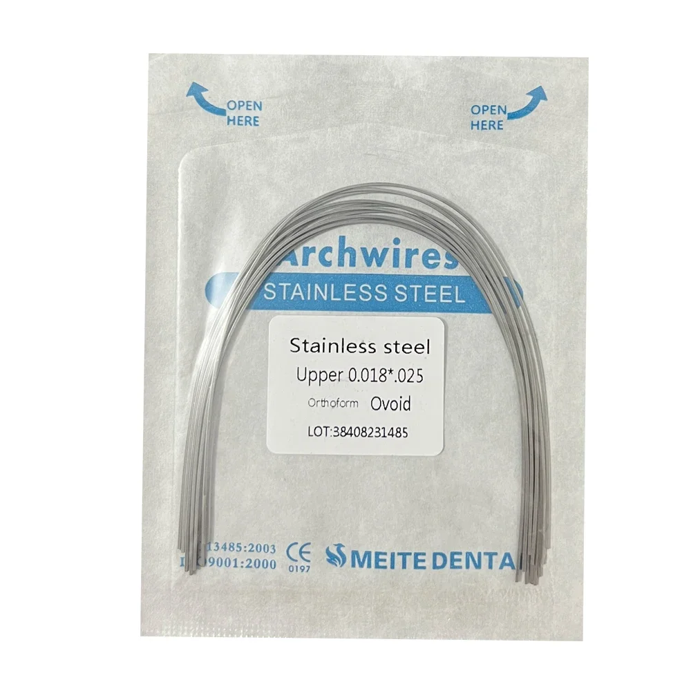 Alambre de ortodoncia Dental, Material de acero inoxidable NITI, redondo/Rectangular, forma ovoide, arco Dental superior e inferior, 10 piezas