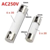10pc/lot One Sell 5*20mm 6*30mm Fast Blow Tube Fuses mm 250V 100MA 200MA 300MA 8A 10A 12A 15A 20A 25A 30A AMP Fuse Ceramic fuse 2