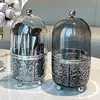 Acrylic 360 Rotating Makeup Brush Holder With Lid Clear Makeup Brush Organizer For Vanity Cosmetic Storage Box Bath Countertop 5