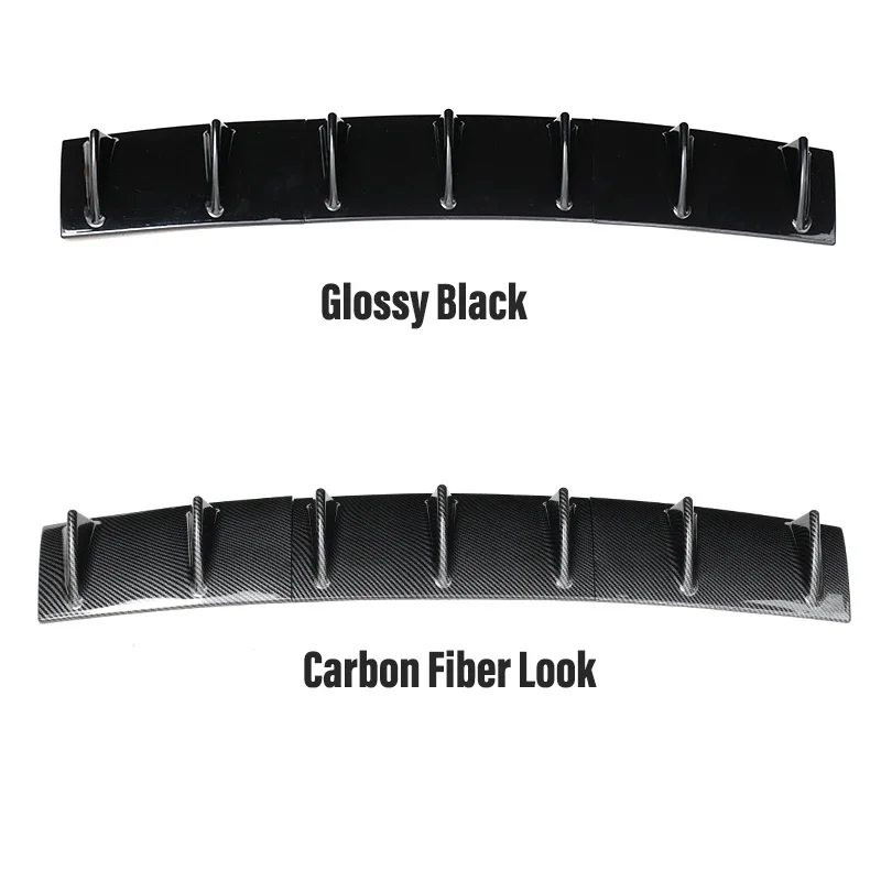 Car After ABS Plastic 7-Head Universal Black/Charcoal Grain 7 Fin Shark Fin Style Rear Bumper Lip Chassis Diffuser Spoiler