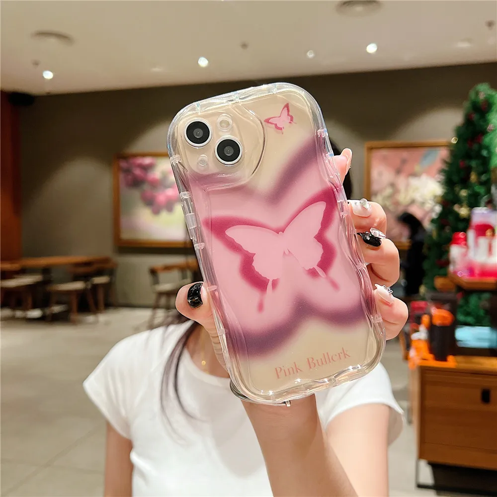 Gradient Butterfly Soft Case with Wavy Edges